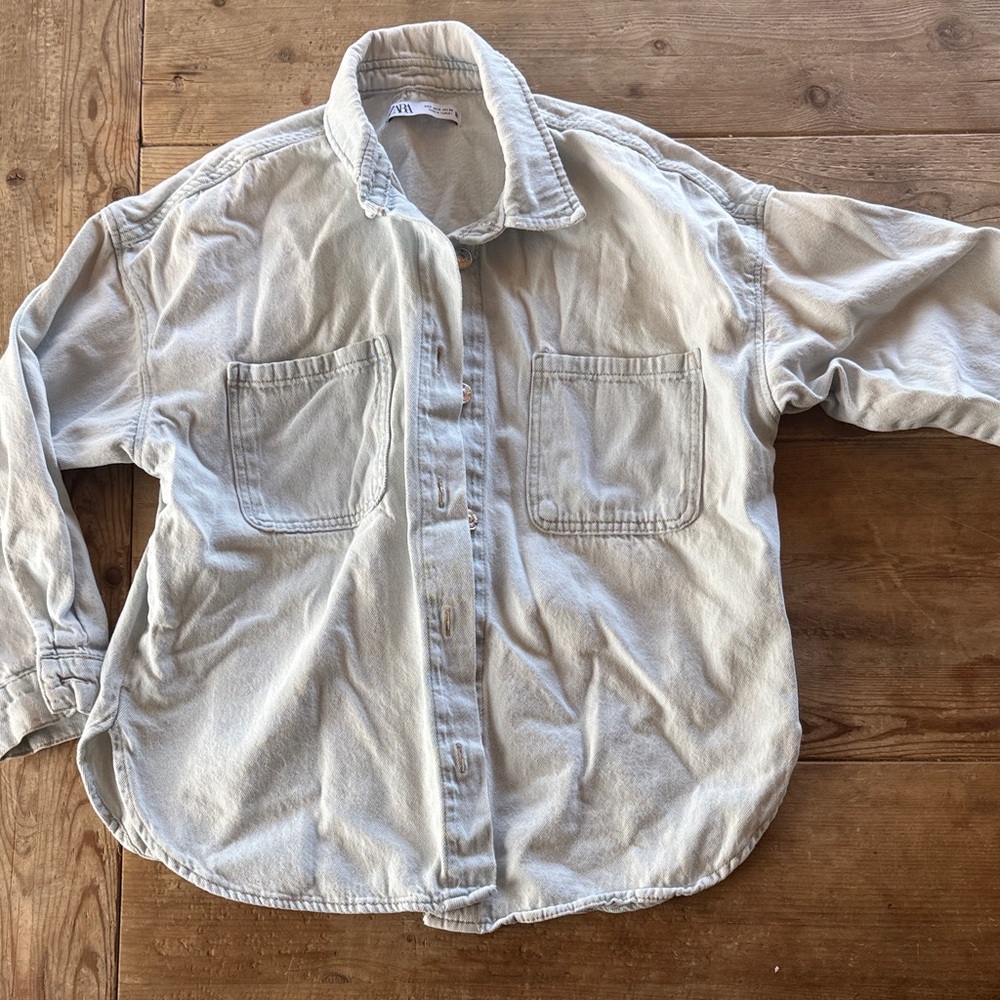 Zara light denim oversized denim shirt